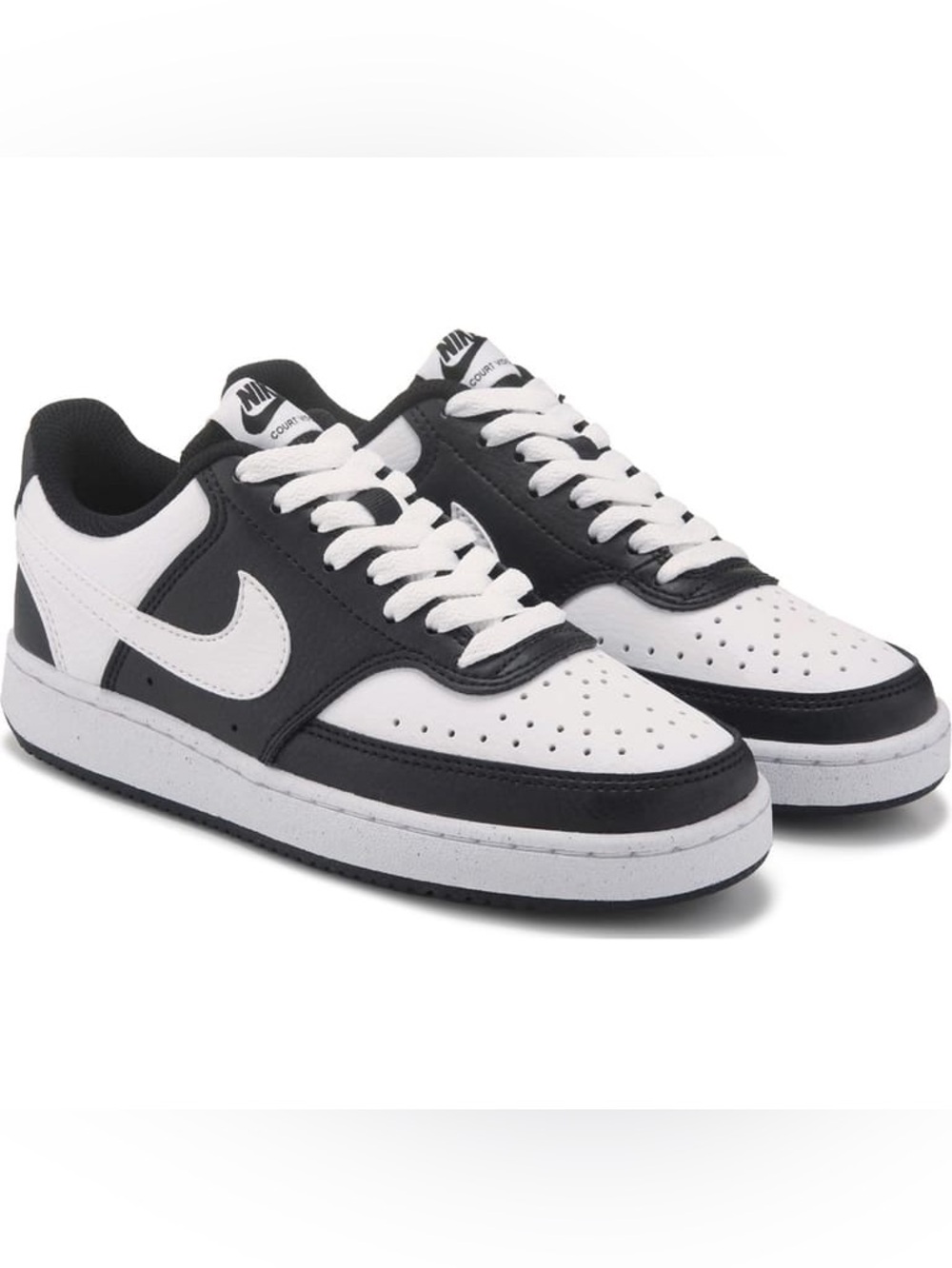 Nike Panda Women's Court Vision Low Sneakers 👟 Black and White Contrast US 7.5